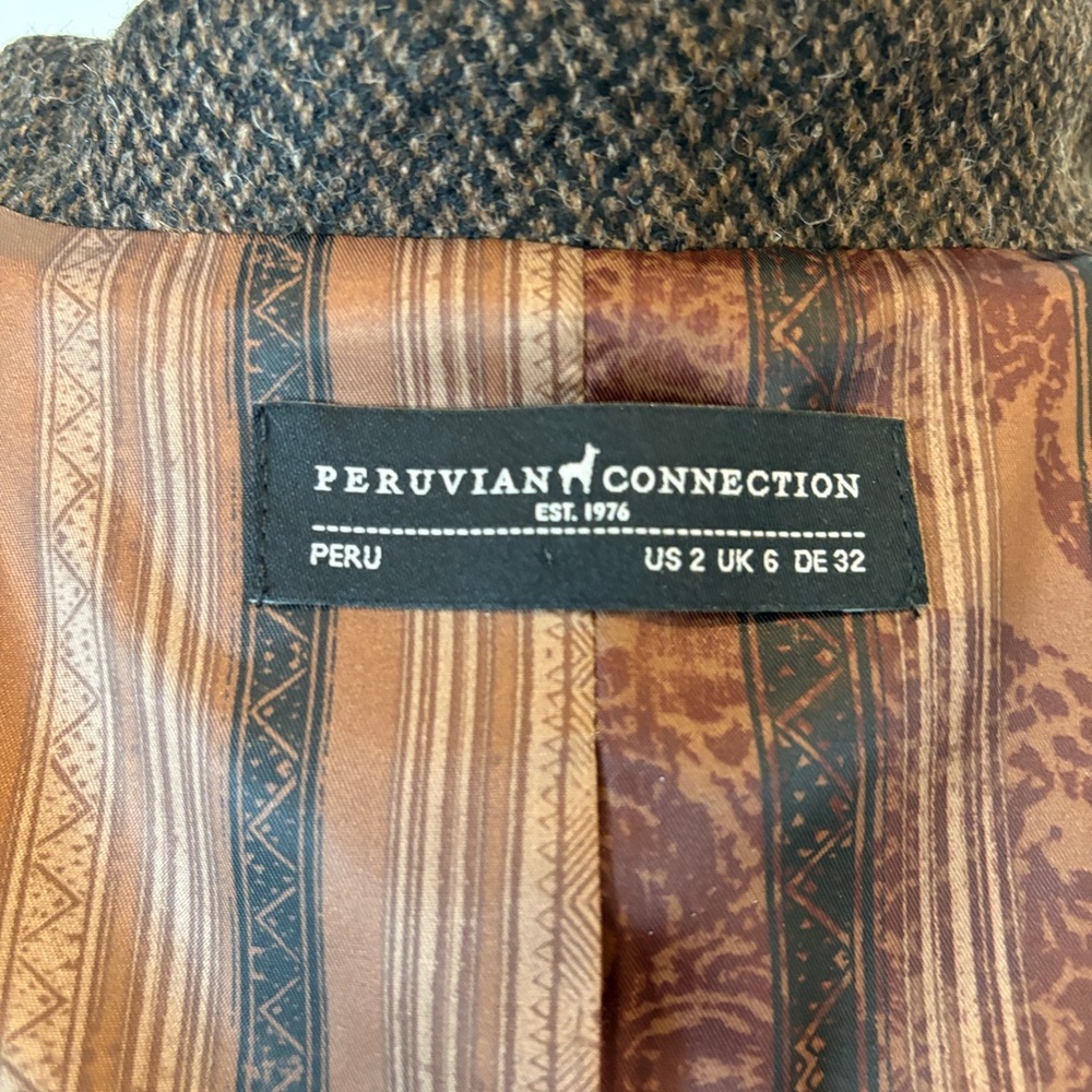 Peruvian Connection Brown Herringbone Blazer - Picture 4 of 5